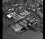 Unidentified factories in industrial area, Manukau City, Auckland, including [Mangere Inlet?]