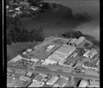 Unidentified factories and car yards in Manurewa-Papakura area, Auckland, including mangroves