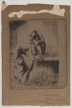 Cook, Hinehauone Coralie, 1904-1993 : [Two chimpanzees at London Zoo] / H.C.Cameron, 1930, London, Central School, Southampton Row.