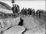 Road damaged by earthquake and flood, Tahuna Hillside, Nelson