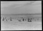 Mission Bay, Auckland, showing people watching yachting regatta