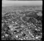 Wanganui, showing Sacred Heart Convent, Virginia Lake, Great North Road and Oakland Avenue, looking to farmland and the coast beyond