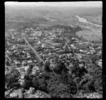 Wanganui, showing Virginia Lake, Brassey Road, Oakland Avenue and Sacred Heart Convent, with views to Aramoho and the Whanganui River and farmland beyond