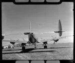 Aircraft moving on airfield, dedication of Harewood Airport, Christchurch