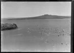 Trans Tasman Regatta, the start of the race on Auckland Harbour, including Rangitoto Island in the background