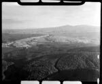 Mangakino, Taupo District, Waikato Region including Maraetai hydro-electric power station construction and surrounding pine forest