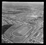 Hamilton, Waikato, view over Claudelands Show Grounds (now Jubilee Park) with Boundary Road, Heaphy Terrace and Brooklyn Road, looking south to farmland beyond