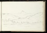 Alington, William Herbert, 1841-1938 :[Pencil sketch of mountains with lake, ca 1872?]