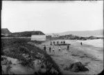 Worser Bay, Wellington, from the south, showing the coxwain's house and boat shed, in 1887