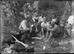 Whale boat and crew, Pelorus Sound