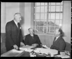 The Minister of Finance meeting the out-going and in-coming Secretaries to the Treasury - Photograph taken by E Woollett