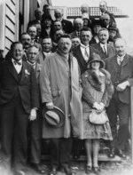 Member of Parliament, William John Polson, and others, at a farmers rally in Hawera