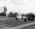 Women playing croquet