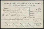 Founders festival at Pintone on Thursday, February 10th, 1854. Received from Mr Pearse seven shillings ... Hon Sec E Jerningham Wakefield.