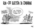 'Run-off election in Zimbabwe'. "Our strategy worked. They're running off." 24 June, 2008