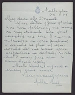 To McDonnell from Allen Bell, at House of Representatives, Wellington