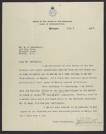 To McDonnell from H E Holland, at House of Representatives, Wellington