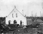 London Missionary Society church in Samoa, damaged by lava