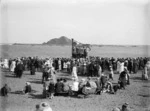 Crowd at a swimming carnival, Island Bay beach, Wellington