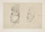 Meryon, Charles, 1821-1868 :[Unidentified Maori, and] Iwi-kao [Etched by Auguste Delatre between 1877 and 1888]