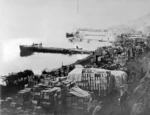 Military supplies piled up on Anzac Cove, Gallipoli