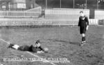 William J Wallace lining up a kick during a match in Gloucester, England