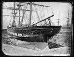 Sailing ship Mataura in dry dock at Port Chalmers