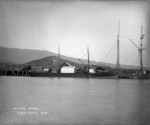 Broadside view of the ship Lady Barkly at Waitapu wharf, Nelson region
