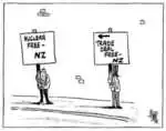 Hawkey, Allan Charles, 1941- :Nuclear free - NZ. Trade deal free - NZ. Waikato Times, 8 October 2002.