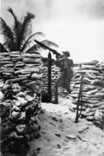 Soldier manning gun, Fanning Island