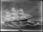 Photograph of a painting depicting the sailing ship 'James Baines' at sea, under full sail