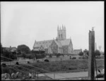 Saint Mary's Church, Church Street, Timaru, with tennis courts in the foreground