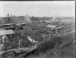 Sawmill premises of Gamman and company, with wooden dwellings, Ohakune
