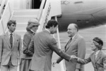 Prime Minister Robert Muldoon greeting royal visitors - Photograph taken by Merv Griffiths