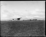 [Southern Cross?] airplane leaving Wigram Aerodrome, Christchurch