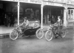 Indian motorcycles outside the premises of P C Price, cycle importers, Stratford
