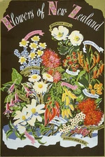 Artist unknown :Flowers of New Zealand. [Brown background. 1930s?]