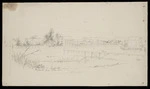 Artist unknown :[Bridge and houses, Avon River, Christchurch. 1870-1875?]
