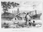 Mesnard, Theodore Romuald Georges 1814-1844 :Cases du paha (village) de Kororareka (Nouvelle Zelande) / Mesnard delt; lithe par Blanchard. Paris, Thierry freres [1841]
