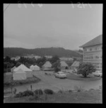 Tents in the grounds of Calvary Hospital, Newtown, Wellington