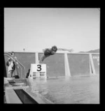 Unidentified Australian diver training at Naenae Olympic Pool, Lower Hutt