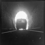 A bus coming out of the Hataitai Bus tunnel