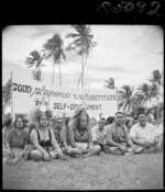 Demonstrators in favour of self government for Western Samoa - Photograph taken by E S Andrews