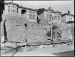 Collapsed wall and slip in front of house, Scarborough Terrace, Mt Victoria, Wellington