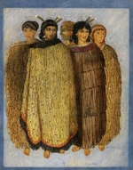 [Merrett, Joseph Jenner]  1816?-1854 :[Four Maori girls and one young Maori man.  ca. 1846]