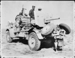 World War II soldiers from New Zealand, in Tobruk, during the advance into Libya, with an anti-tank gun