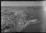 Auckland Harbour showing wharves and railyards