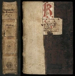 Cover and spine (pigskin in place) of Liber de confutatione hebraice secte