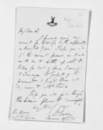 1 page written 4 Aug 1871 by William Fraser to Sir Donald McLean, from Inward letters - Surnames, Fra - Fri