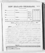 2 pages written 23 May 1876 by Sir Donald McLean in Alexandra to John Davies Ormond in Napier City, from Native Minister and Minister of Colonial Defence - Outward telegrams